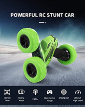 Load image into Gallery viewer, Maxesla Remote Control Cars 360° Double Side Flips, 2.4GHz RC Radio Controlled RC Car, High Speed 4WD Stunt RC Cars, LED Headlights Remote Control Car for 3 4 5 6 7 8 9 Years Old Boys Toys, Green
