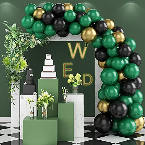 Balloon Garland Kit, Dark Green and Black Latex Party Balloon & Metall ...