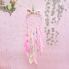 Load image into Gallery viewer, Beinou Unicorn Dream Catcher Colorful Feather Dream Catchers Handmade Flowers Dream Catchers DIY Dream Catcher for Girls Kids Nursery Bedroom Wall Hanging Decoration Blessing Gift
