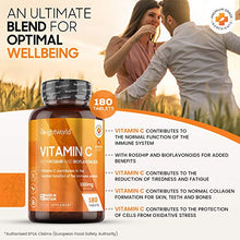 Load image into Gallery viewer, Vitamin C Tablets 1000mg with Rosehip &amp; Bioflavonoids - 180 High Strength VIT C Tablets (6 Month Supply) - Vitamin C Supplement for Immune Health - Gluten Free &amp; Vegan Ascorbic Acid - Made in The UK
