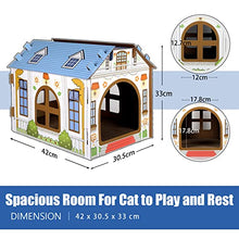 Load image into Gallery viewer, SEKAM Cardboard Cat House with Scratcher/Catnip, (42 x 30.5 x 33 cm) Cat Play House for Indoor Cats, Cat Scratching Toy, Cat Hideaway Furniture for Cat Birthday

