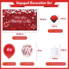 Load image into Gallery viewer, Balloons Engagement Party Decorations Kit - Marry Me Backdrop Banner Conteffi Balloon Led Tea Lights Candles Artificial Rose Pedals Love Propose Decoration Set Romantic Red Engaged
