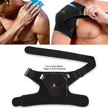 Load image into Gallery viewer, Anoopsyche Adjustable Shoulder Brace for Right and Left, Neoprene Rotator Cuff Support Compatible with Hot/Cold Pad, Dislocated AC Joint, Frozen Shoulder, Sprain, Soreness, Tendinitis
