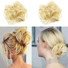 Load image into Gallery viewer, 2pcs Light Blonde Bun Updo Hair Scrunchies Set Curly Messy Fake Hair Chignon Extensions Hairpieces for Evening Party Dating Prom Wedding
