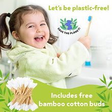 Load image into Gallery viewer, BAMBOOGALOO Kids Bamboo Toothbrush Set - 4 Pack Organic Rainbow Kids Toothbrushes &amp; Ultra-Soft Cotton Swabs - Bamboo Wooden Toothbrush with Soft &amp; Gentle BPA-Free Bristles - Plastic-Free Packaging
