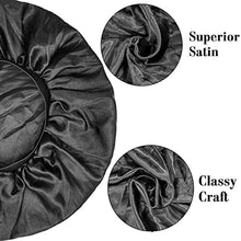 Load image into Gallery viewer, 2PCS Large Satin Bonnet, Raibaubl Silk Bonnet With Elastic Soft Band, Big sleep cap For Women Hair Care, Jumbo Bonnet For Braids Natural Long Hair, Curly Hair (Black+Black)
