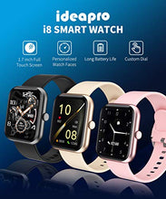 Load image into Gallery viewer, Ideapro Smart Watch I8, 1.7" Touch Screen Waterproof IP67 Fitness Activity Trackers Smartband for Men Women, Music, Game, Heart Rate Monitor, Sleep Monitoring, for Android IOS, Black
