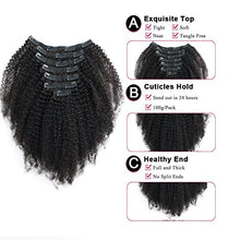 Load image into Gallery viewer, Sassina 8A Grade Afro Curly Clip In Human Hair Extensions 3C 4A Seamless Real Thick Clip On Extensiosn For African Americans 120 Grams 7 Pieces Double Wefts With 17 Clips AC 16 Inch
