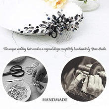 Load image into Gallery viewer, Handcess Bride Wedding Hair Combs Silver Rhinestone Bridal Hair Accessories and Headpiece for Women (Black)
