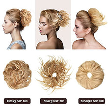 Load image into Gallery viewer, 3 Pieces Synthetic Bun Hairpiece Scrunchies Hair Bun Extensions Messy Curly Hair Scrunchies Hairpieces Synthetic Donut Updo Hair Pieces Synthetic Chignon with Elastic Rubber Band (Mixed Bleach Brown)
