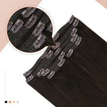 Load image into Gallery viewer, Fshine Clip in Human Hair Extensions 45cm 120g Real Human Hair 7 Pcs Dark Brown Hair Extensions Clip in Human Hair Remy Clip in Hair Extensions Real Human Hair Clip Ins 18-Inch
