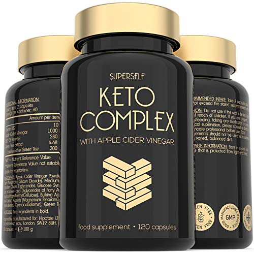 Keto Diet Pills - Advanced Keto Complex with Apple Cider Vinegar 1000mg, MCT Oil, Vitamin B12, Green Tea Extract - 120 Capsules - Keto Tablets Supplement for Men & Women - Made in The UK