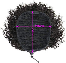 Load image into Gallery viewer, Drawstring Ponytail for Black Women Afro Human Hair Kinky Ponytail Drawstring Clip in Top Closure Ponytail Extension Curly 14 Inches Natural Black 100g
