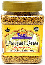 Load image into Gallery viewer, Rani Fenugreek (Methi) Seeds Whole 25oz (1.56lbs) 708g PET Jar, Trigonella foenum graecum ~ All Natural | Vegan | Gluten Friendly | Non-GMO | Indian Origin, used in cooking &amp; Ayurvedic spice
