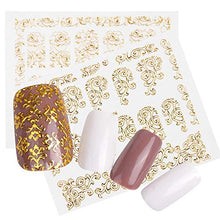 Load image into Gallery viewer, 20 Sheets 3D Gold Glitters Nail Stickers Nail Decals Nail Art Designs Self-Adhesive DIY Manicure Decoration Kit for Women Girls
