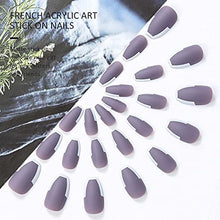 Load image into Gallery viewer, Generse Coffin False Nails Long Matte Fake Nails Purple French Ballerina Press on Nails Acrylic Full Cover Stick on Nail Tips 24pcs for Women and Girls
