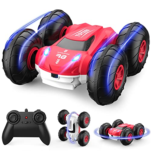 Remote Control Cars - GizmoVine Flip Stunt Rally Car - 2.4GHz 2 in 1 Reversible Design 360° Spins RC Car - RC Stunt Vehicle for Kids Age 6-12, Cool Stunts, Tricks, LED Headlight, AAA Battery Powered