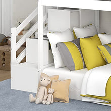 Load image into Gallery viewer, Bunk bed children's cabin bed frame with ladder wooden bunk bed for children, solid pine wood frame for kids dormitory school (loft bed with 2 Drawers)

