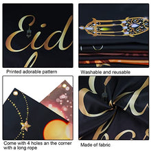 Load image into Gallery viewer, HOWAF Eid Mubarak Banner for Eid Mubarak Party Decoration Black Gold Fabric Photo Booth Backdrop Photography Background Banner for Garden Table Wall Muslim Ramadan Party Supplies Decorations
