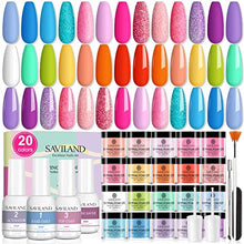 Load image into Gallery viewer, Saviland Dip Powder Nail Kit - 20 Colors Dipping Powder Set Dipping Powder System Liquid Set with Base &amp; Top Coat Activator Brush Saver for Nail Beginners and Professionals
