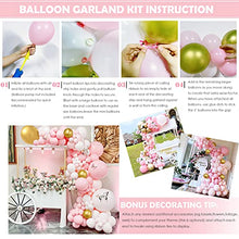 Load image into Gallery viewer, Sumtoco Pink Balloon Arch Kit, Balloon Garland Kit with Pastel Pink Balloons White and Metallic Gold Balloons for Girls&#39; First 1st Birthday Baby Shower Wedding Party Decorations.
