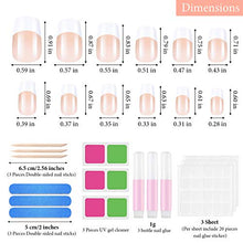 Load image into Gallery viewer, 72 Pieces French Artificial Nails 12 Different Sizes Short Medium False Nails Fake Acrylic Full Cover Fingernails with Nail Files, Stick and Cotton Pad for Nail Decorations, Nude Color
