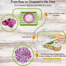 Load image into Gallery viewer, Brieftons QuickPush Food Chopper (Classic): Kitchen Vegetable Fruit Dicer, Onion Tomato Potato Fries Cutter, with 2 Dicing Blades, 5 Bonus Recipe Ebooks
