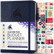 Load image into Gallery viewer, Clever Fox Budget Planner - Expense Tracker Notebook. Monthly Budgeting Journal, Finance Planner &amp; Accounts Book to Take Control of Your Money. Undated - Start Anytime. A5 Size, Dark Blue Hardcover
