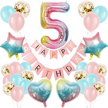 Load image into Gallery viewer, 5th Birthday Decorations for Girls Boys, Number 5 Balloon, Happy Birthday Banner, Gradient color Age 5 Birthday Balloons, Large Digital Balloon 5 for Great Baby Shower, Birthday, Anniversary
