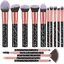 Load image into Gallery viewer, Makeup Brushes DUAIU 15Pcs Makeup Brush Set Premium Synthetic Bristles for Foundation Makeup Blusher Concealer Lip Eye Make Up Brush Set With Unique Snowflake Heart Luck Land Brush Handle
