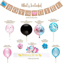 Load image into Gallery viewer, CNNIK 52 Pcs Baby Gender Reveal Party Supplies with Gender Reveal Balloon, Mommy To Be Sash, Confetti Balloons, Boy or Girl Banner for Baby Shower Birthday Party
