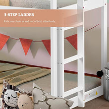 Load image into Gallery viewer, 3FT Bunk Bed Frame, 2 x Single Cabin Bed Frame 190 x 90cm - Mid-Sleeper with Tree house Canopy &amp; Ladder for Kids Childrens - No Mattress (White)

