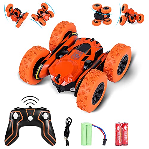 STOTOY Remote Control Car for Kids, 2.4GHz High Speed Rc Car, 360° Two Directions and Rotation Toy Car, Electric 4WD Racing Stunt Truck, Birthday Xmas Gift Toys for 3 4 5 6+ Year Old Boys (Orange)