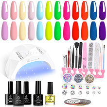 Load image into Gallery viewer, Beetles Gel Nail Polish Starter Kit with U V Light 12 Colors Red, Neon Pink Rainbow Summer Gel Nail Kit with 48W LED Nail Lamp Gel Base Top Coat Cure Yellow Neon Green Gel Polish Nail Gift for Women
