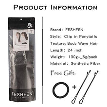 Load image into Gallery viewer, FESHFEN Long Wavy Ponytail Extensions 60cm Body Wavy Wrap Around Hair Ponytails Curly Clip in Synthetic Hairpieces for Women Girls, 130g

