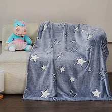 Load image into Gallery viewer, Winthome Glow in The Dark Blanket, Soft Flannel Fleece Blanket, All Season Throw Blanket for Kids (Grey, 130x170cm)
