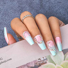Load image into Gallery viewer, Sethexy Long Ballerina Fake Nails Pink False Nails Coffin Stick on Nails Glossy Gradient Nails with Glue 24Pcs Acrylic Art Press-on Nail Tips for Women and Girls (D)
