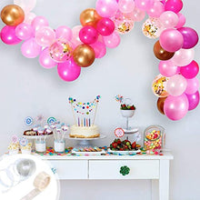 Load image into Gallery viewer, Pink Balloon Arch &amp; Garland Kit, 112pcs Pink, White, Gold, Gold Confetti and Metal Balloons Pack Arch for Girl Birthday Baby Shower Bachelorette Party Wedding Pink Party Decorations
