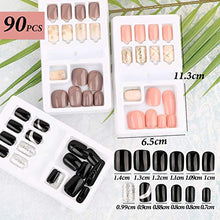 Load image into Gallery viewer, 90 Pieces Removable Short False Nails Fake Nail Artificial Tips Set Full Cover for Short Decoration Press On Nails Art Fake Extension Tips
