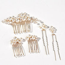 Load image into Gallery viewer, Bride Wedding Peatl Hair Pins Flower Bridal Hair Pieces Wedding Hair Accessories for Women and Girls Pack of 5
