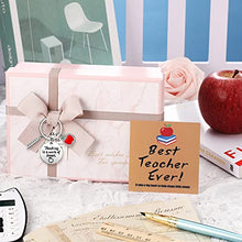 Load image into Gallery viewer, 4 Pieces Teacher Appreciation Gifts Set 2 Teacher Keychains 2022 Graduation Keyring Gifts You Gifts Thank You Gifts with 2 Teacher Blessing Cards for Teacher&#39;s Day Birthday (Elegant Style)

