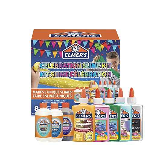 Elmer’s Celebration Slime Kit | Slime Supplies Include Assorted Magical Liquid Slime Activators and Assorted Liquid Glues | 8 Count