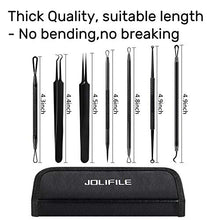 Load image into Gallery viewer, Blackhead Remover Tool,JOLIFILE 7pcs Pimple Popper Tool Kit,Acne Comedone Extractor Tools with Tweezers for Nose Face Blemish Whitehead Popping-Black

