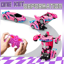 Load image into Gallery viewer, Remote Control Car - Transforming Robot Toys RC Cars for Kids Boys Girls Age 8-12,1:18 Scale Transform Robot Remote Control Car 2 in 1 Transformation &amp; 360 Speed Drifting (Pink)
