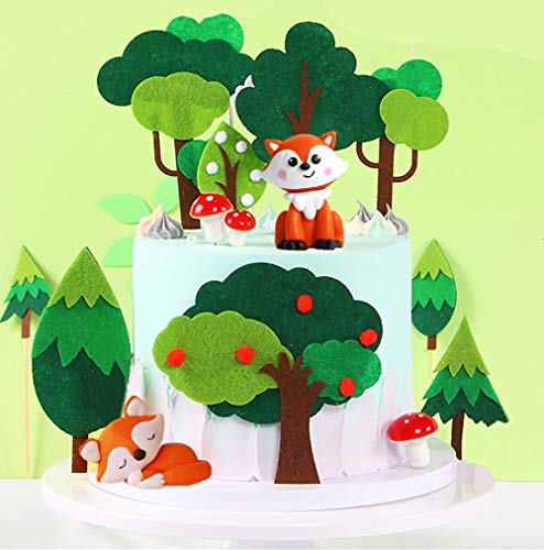 JeVenis 14 PCS Woodland Animal Cupcake Toppers Woodland Theme Cupcake Toppers Woodland Creatures Cupcake Picks for Forest Baby Shower Woodland Party