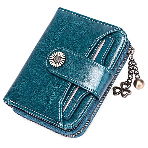 SENDEFN Purses for Women Genuine Leather Small Bifold Compact Womens Wallet with RFID Protection
