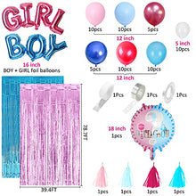 Load image into Gallery viewer, Gender Reveal Party Decoration Supplies 71pcs Blue Pink Confetti Latex Balloon Garland Kit Glitter Boy Or Girl Banner Metallic Fringe Curtains for Gender Reveal Baby Shower Party Decorations
