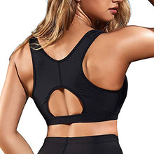 Load image into Gallery viewer, Bafully Women Post-Surgical Sports Support Bra Front Closure with Adjustable Straps Wirefree Racerback (Black, M)
