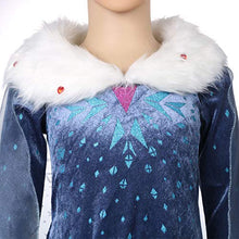 Load image into Gallery viewer, URAQT Elsa Costume, Elsa Dress Princess Dress Up for Girls, Fancy Dress with Fairy Wand and Crown Tiara for Wedding/Party/Cosplay
