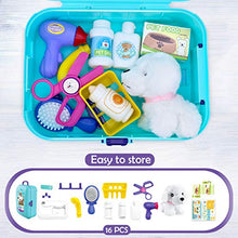 Load image into Gallery viewer, Sanlebi Pet Care Role Play Set Grooming Toys Feeding Dog Backpack Vet Kit Toy for Kids Children (16 pcs)
